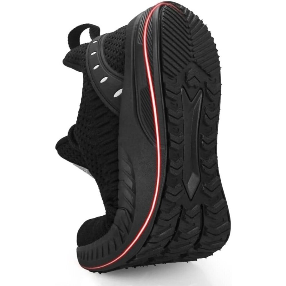 Men's All Black Non Slip Lightweight Workout Breathable Mesh Fashion Sneakers - Picture 6 of 6